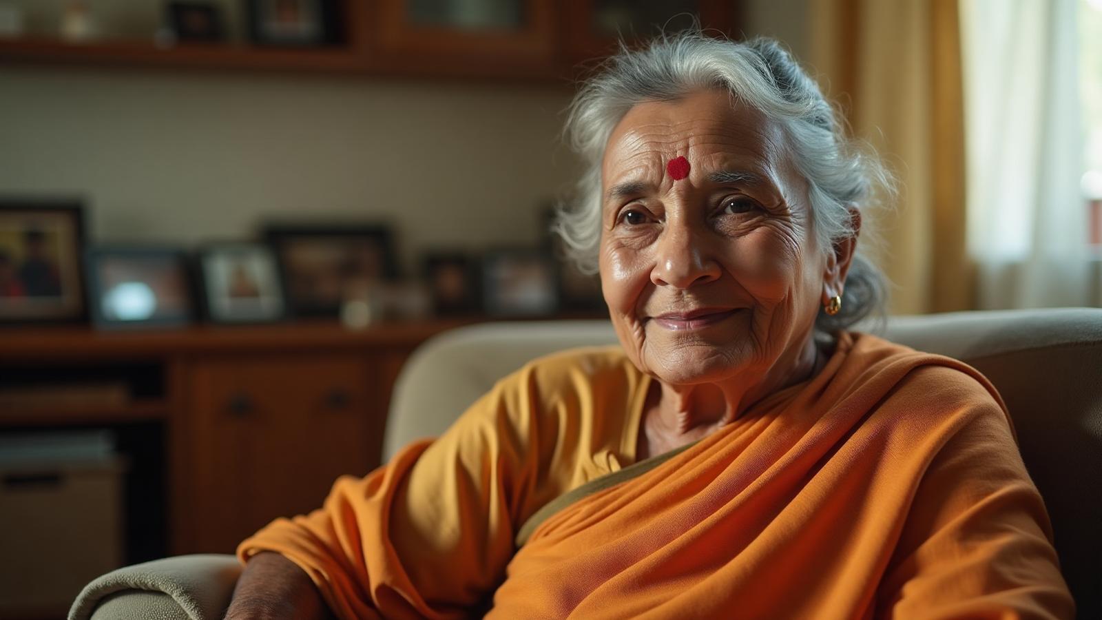 Grandmother sharing family memories